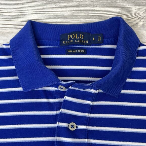 Polo Ralph Lauren Short Sleeve Polo Shirt Men's Size L Pima Soft Touch Blue - Picture 6 of 13